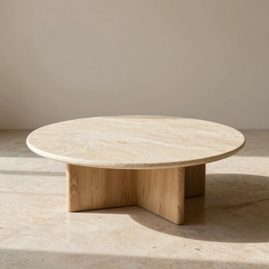 Mesa de Centro Roble y Travertino